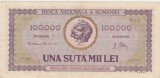 Bancnota Romania 100000 Lei 1947 VF, Ianuarie, Colectie Numismatica