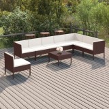 vidaXL Set mobilier de grădină cu perne, 9 piese, maro, poliratan 3094443
