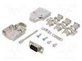 Conector D-Sub 9 pini tată unghiular lipire pe cablu negru ENCITECH
