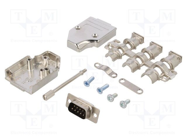 Conector D-Sub 9 pini tată unghiular lipire pe cablu negru ENCITECH