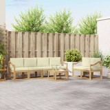 vidaXL Set canapele gradina exterior 7 piese lemn acacia perna alb crem design modern