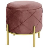 Taburet, rotund, cu spatiu depozitare, picioare metal, catifea, roz, max 80 kg, 37x40 cm, Savana, Akord GartenVIP DiyLine, Akord Furniture Factory