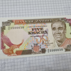 bancnota zambia 5 kw 1989