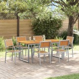 VidaXL Set de masă pentru grădină 7 pcs Gri și maro 180 x 90 x 75 cm
