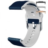 Curea hibrid silicon-piele, compatibila Huawei Watch Fit 2, cu adaptor dedicat, MLS Blue