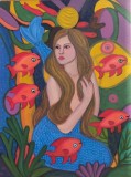 Tablou original pictat manual "SIRENA",30&times;40 cm