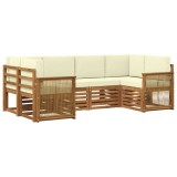 vidaXL Set canapea sectională cu pernă 5 pcs Natural și Crem 3384776