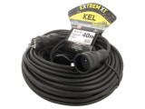 Prelungitor alimentare KEL 3x2,5mm2 40m 16A cu 1 priză și gumă neagră