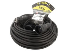 Prelungitor alimentare KEL 3x2,5mm2 40m 16A cu 1 priză și gumă neagră