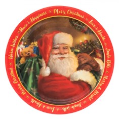 Farfurii Carton, Set 10 Bucăți, Model Moș Crăciun, Diametru 23cm, Multicolor