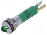 Lampă de control LED verde convexă 12V &Oslash;8mm IP67 CML