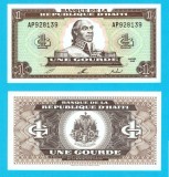 Haiti (p#259) 1 Gourde 1992 UNC 'L'Ouverture' serie: AP928139; (ROG CITITI DETALIILE!)