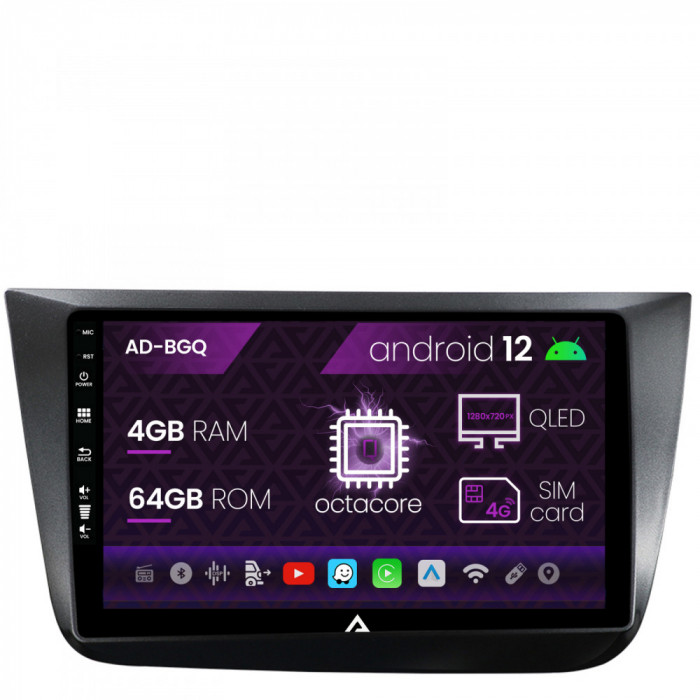 Navigatie Seat Altea Toledo (2005-2012), Android 12, Q-Octacore 4GB RAM + 64GB ROM, 9 Inch - AD-BGQ9004+AD-BGRKIT055