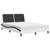Cumpara ieftin Pat cu saltea, Zadar, alb si negru, 140x200 cm, piele ecologica