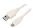 Cablu USB 3.0 A la USB C 1m Alb PVC