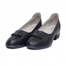 Pantofi office negru peforati, piele moale (cod 028734)