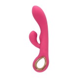Vibrator rabbit TOYZ4LOVERS Handy G-Double Touch Grip, pentru clitoris și punctul G, 10 funcții de vibrație, 18.8 cm, roz cu auriu