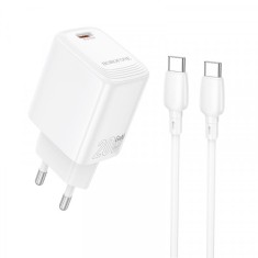 Incarcator Retea Cu Cablu USB-C Borofone BN26 Fuente, 20W, 3A, 1 x USB-C, Alb foto