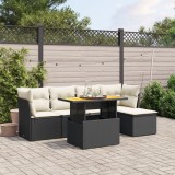 Cumpara ieftin Gossi set mobilier de gradina cu perne, 6 piese, negru, poliratan
