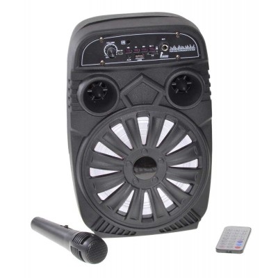 Boxa portabila elSales QS-2605 cu Bluetooth, USB, cititor card, microfon, telecomanda, lumini party, difuzor foto
