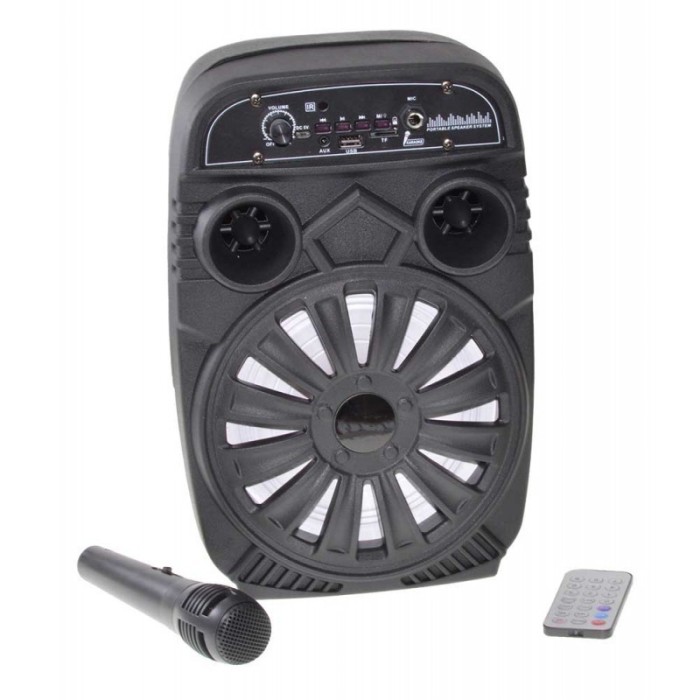 Boxa portabila elSales QS-2605 cu Bluetooth, USB, cititor card, microfon, telecomanda, lumini party, difuzor