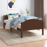 Cadru de pat, maro &icirc;nchis, 100x200 cm, lemn masiv de pin