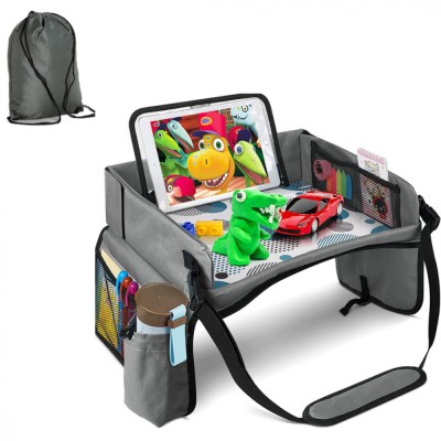 Organizator auto pentru copii tip masa, cu centura, pliabil, culoare gri foto