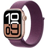 Apple Watch 10 GPS, Carcasa Rose Gold Aluminium 42mm, Plum Sport Loop