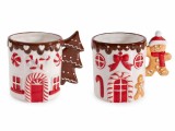 Cumpara ieftin Set 4 cani Craciun ceramica multicolora &Oslash; 9,5 cm x 10 H, 400 ml