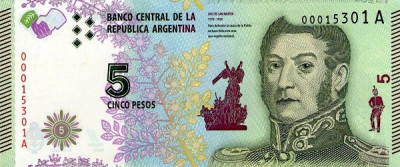 Argentina 5 Pesos ND (2015) - P359 UNC !!! foto