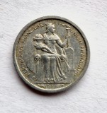 Polynesia Franceza 50 Centimes 1949 moneda aluminiu km # 1 tiraj mic Seated Marianne