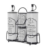 Set Oliviera PARIS 4 piese ceramica si suport metalic, Alb