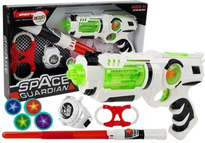 Set de joaca SF pentru copii, pistol laser, sabie laser si accesorii gardianul galaxiei, LeanToys, 7094 foto