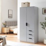 Dulap pentru haine gri cu 3 sertare si 2 usi, 176x80x52 cm