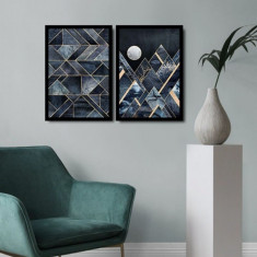 Set 2 tablouri decorative, Alpha Wall, Abstract Moon, 36x51 cm
