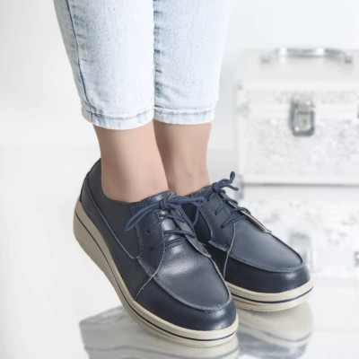 Pantofi cu platforma isabella navy piele naturala, 39 foto