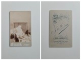 Fotografie de colectie CDV Atelier Jozsef Jerome, Portret de copil, Caransebes, Karansebes, Banat, Romania, Austro-Ungaria, ca. 1885-1890