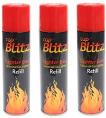 Set gaz pentru incarcat brichete Top Blitz 3 tuburi universal 3x300 ml cu 5 mufe diferite incluse