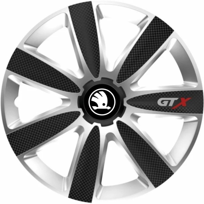 Set 4 Capace Roti GTX Carbon Gri-Negru R14, Pentru Skoda Nou