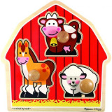 Puzzle din lemn cu 3 piese jumbo, 1 an+, Ferma Melissa &amp;Doug 2054, Melissa &amp; Doug