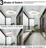 Ventilator de tavan cu lumina, Telecomanda, 3 viteze, 10", Alb