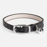 Zgardă pentru pisici din piele artificială, neagră, cu clopoțel, reglabilă 23-28 cm, CMCLASS