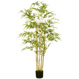HOMCOM Arbore de Bambus Artificial in Ghiveci, Plante Artificiale, pentru interior si exterior 150 cm, Verde | Aosom Romania
