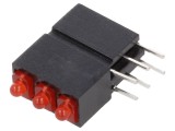 LED Roșu 1,8mm 3 Diode 20mA 70&deg; 1-5mcd