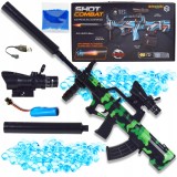 PUȘCĂ AUTOMATĂ CU BILUȚE DE GEL PISTOL JUCĂRIE MARE 2 MODURI SET BATERIE USB, Plastic, Skleplolki