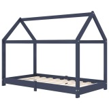 Cumpara ieftin Cadru pat de copii, gri, 70 x 140 cm, lemn masiv de pin