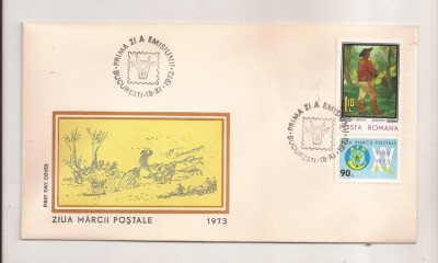 P5 Plic FDC-Prima zi a emisiunii- Ziua Marcii Postale, necirculat 1973 foto