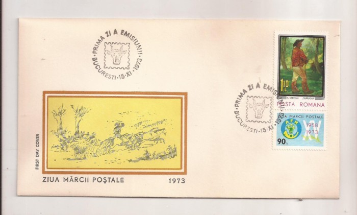 P5 Plic FDC-Prima zi a emisiunii- Ziua Marcii Postale, necirculat 1973