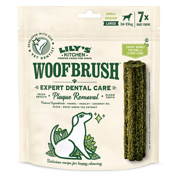 Recompense pentru caini Lily s Kitchen Woofbrush, Large, Natural Dental Dog Chew, 7 Pack, 329g