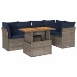Cumpara ieftin Set mobilier gradina cu perne, 6 piese, gri, poliratan